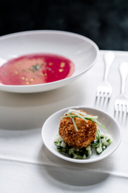 Randen Zitronengras Suppe mit Crevettenbällchen